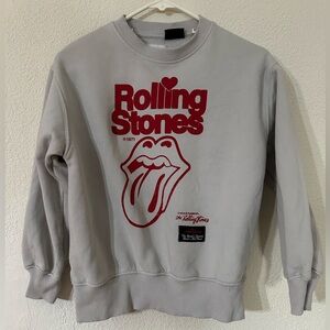 Zara The Rolling Stones Sweatshirt Girl Gray Cotton Red Graphic Design Size 9-10